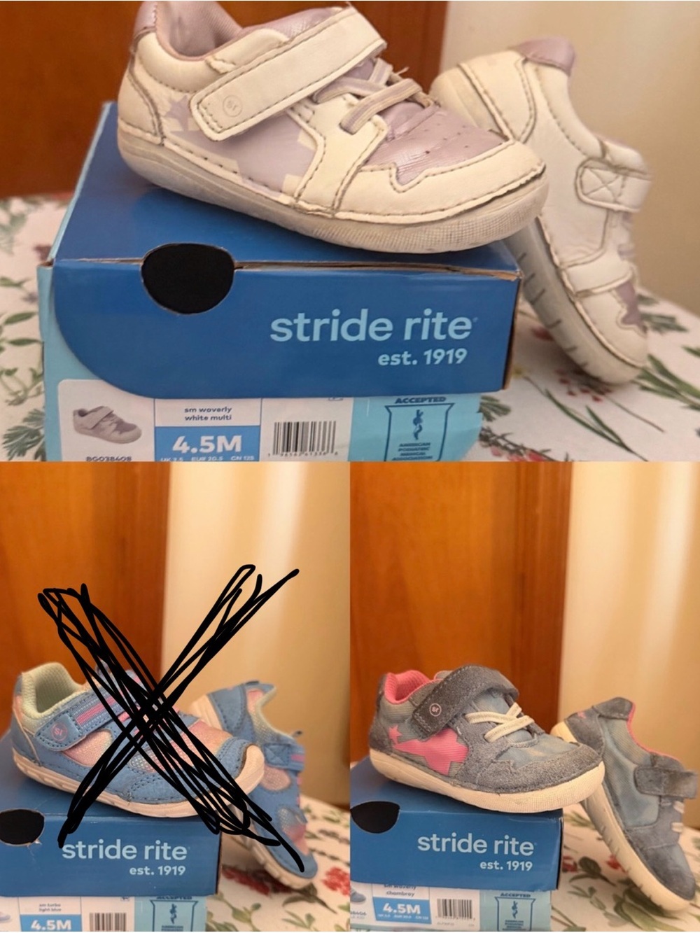 Stride Rite Soft Motion Waverly 4.5M Sneaker Bundle - 2 Pairs w/ Original Boxes